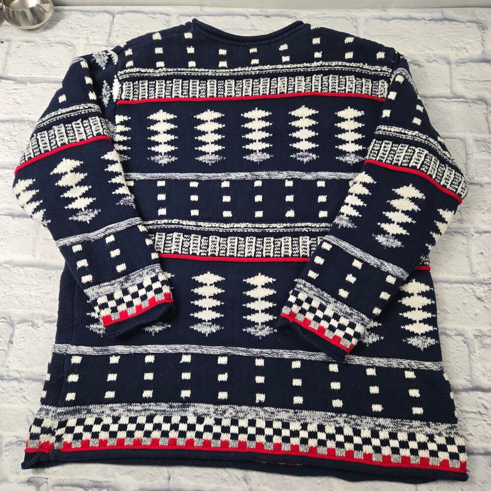 Vintage Liz Claiborne Liz & Co Sweater Navy Preppy Textured Geometric size small - Picture 2 of 12